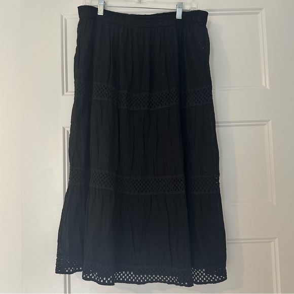 St. John’s bay 100% cotton black boho western lace midi skirt - Picture 8 of 8